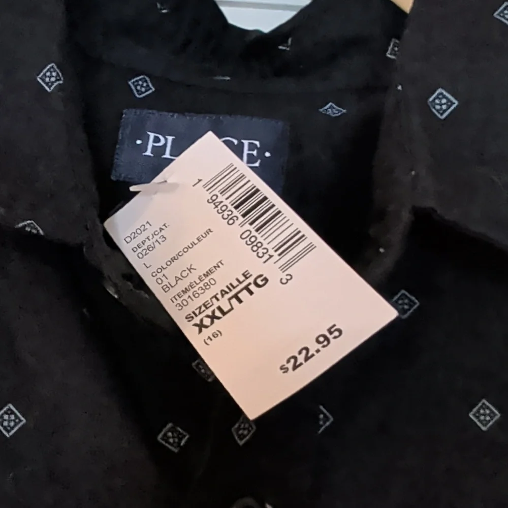 The Children's Place Navy Blue Button Down Diamond Pattern Shirt